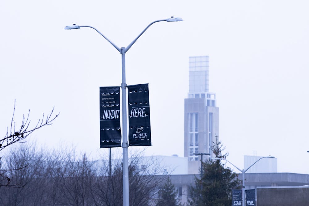 <p>A Purdue University in Indianapolis banner hangs on a lamppost in a parking lot near IUPUI&#x27;s Campus Center﻿.</p>
