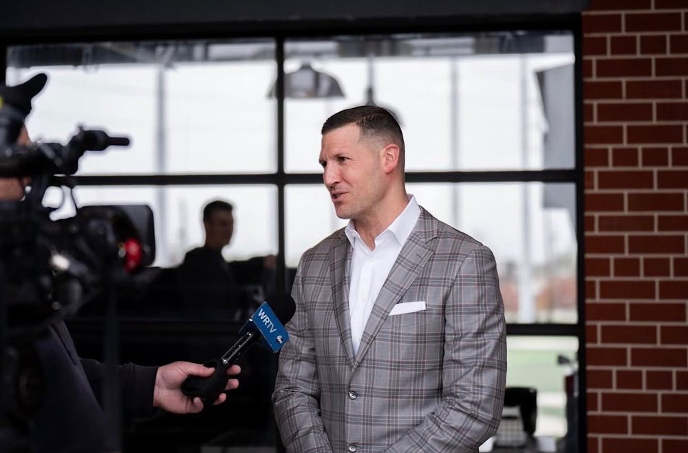 Paul Corsaro at his official introduction during a public event at Back 9 Golf & Entertainment. (Photo courtesy of IU Indianapolis Athletics on Instagram)
