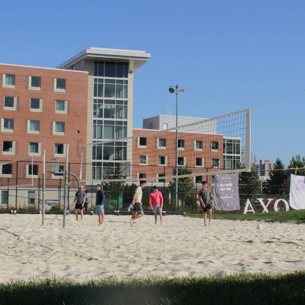 Alpha Chi Omega hosted a 7 on 7 Volleyball Tournament at the Lockefield Green Space Outside North Hall.