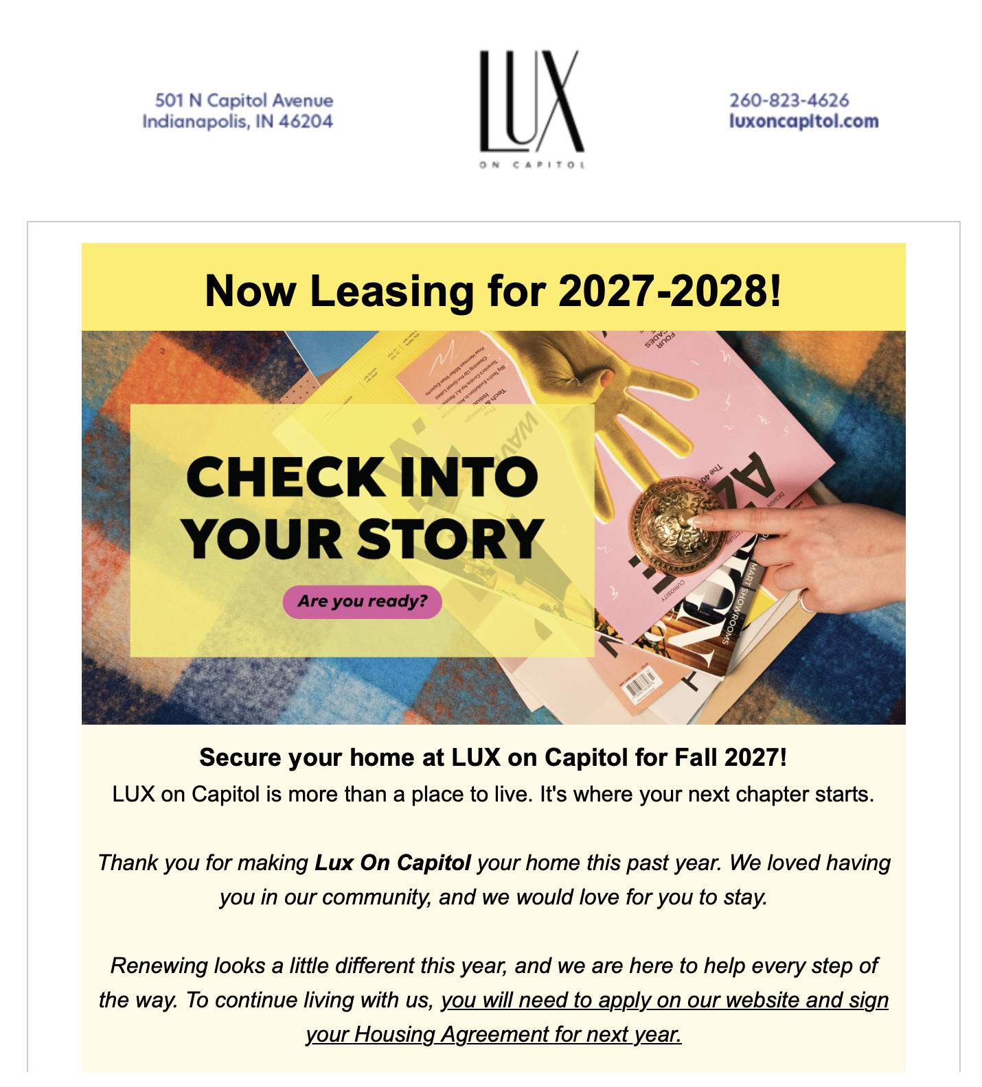Purdue Indianapolis housing at Lux: Is the agreement being renewed for ...