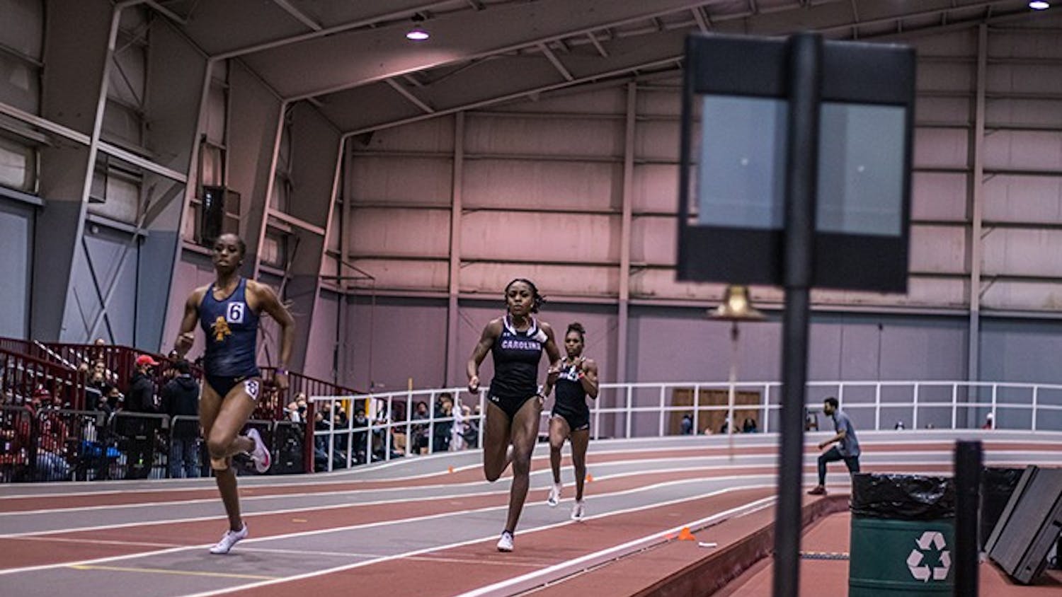 FILE— Freshman sprinter Alysia Johnson runs in the Carolina Challenge in 2021.