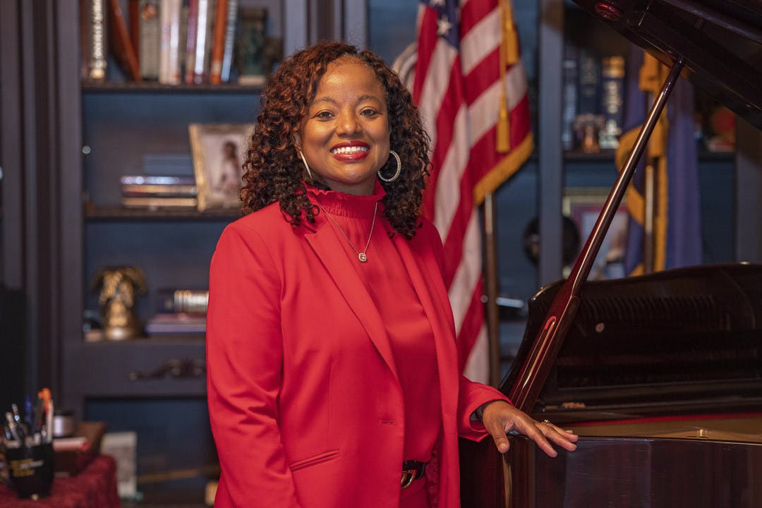 DeAndrea Gist Benjamin, a Judge of the United States Court of Appeals for the Fourth Circuit poses for a portrait in her office. Judge Benjamin is the second Black female Alumni from South Carolina to earn a position on the U.S. Supreme Court of Appeals.
