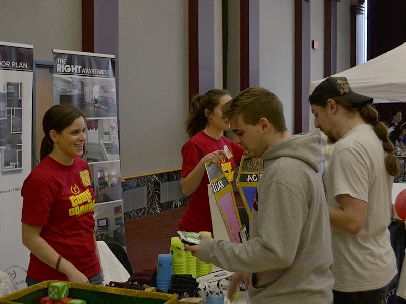 Students came away from the off-campus housing fair with bags full of giveaways from apartment complexes.