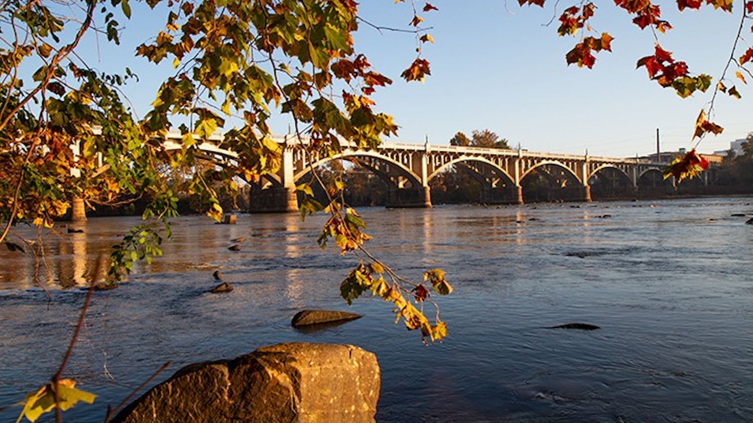 FILE—The sun rises over the Congaree River and the Gervais Street Bridge. The Congaree River flows through downtown Columbia at the junction of the Saluda River and the Broad River. 