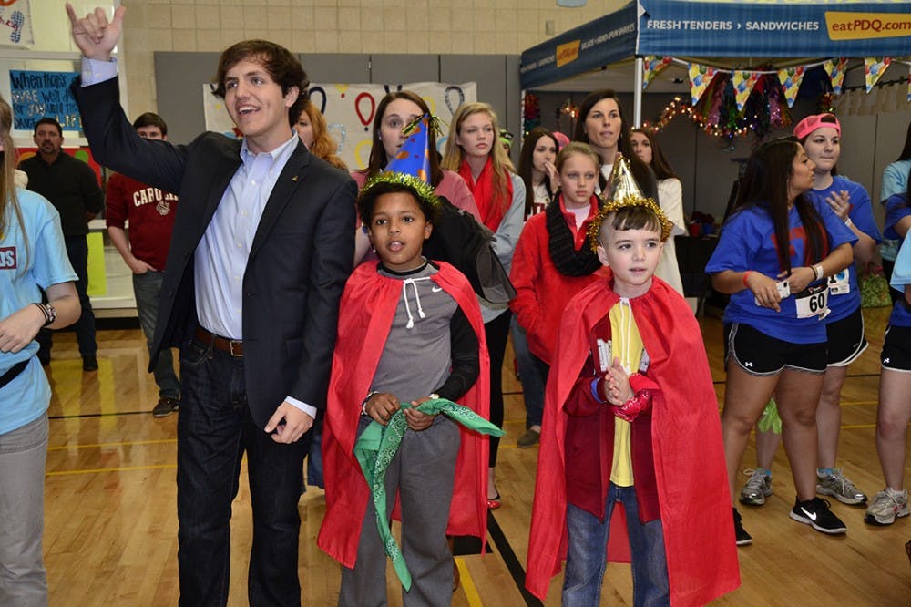 	Student Body President Chase Mizzell took some time to hang out with two miracle children, Clay and Keldon. They were two of the many miracle children who shared stories of their treatment at Palmetto Health Children&#8217;s Hospital.
Malique Rankin/The Daily Gamecock