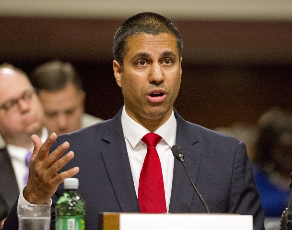 Federal Communications Commission Chairman Ajit Varadaraj Pai testifies on Wednesday, July 19, 2017 before the U.S. Senate Committee on Commerce, Science, and Transportation on Capitol Hill in Washington, D.C. (Ron Sachs/CNP/Zuma Press/TNS)