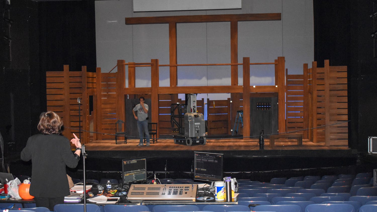 The Opera at USC prepares its set design and production for The Crucible by Robert Ward on Tuesday, Nov. 2, 2022. The show will be open for the public to see on Nov. 4 and closes on Nov. 6, 2022.&nbsp;