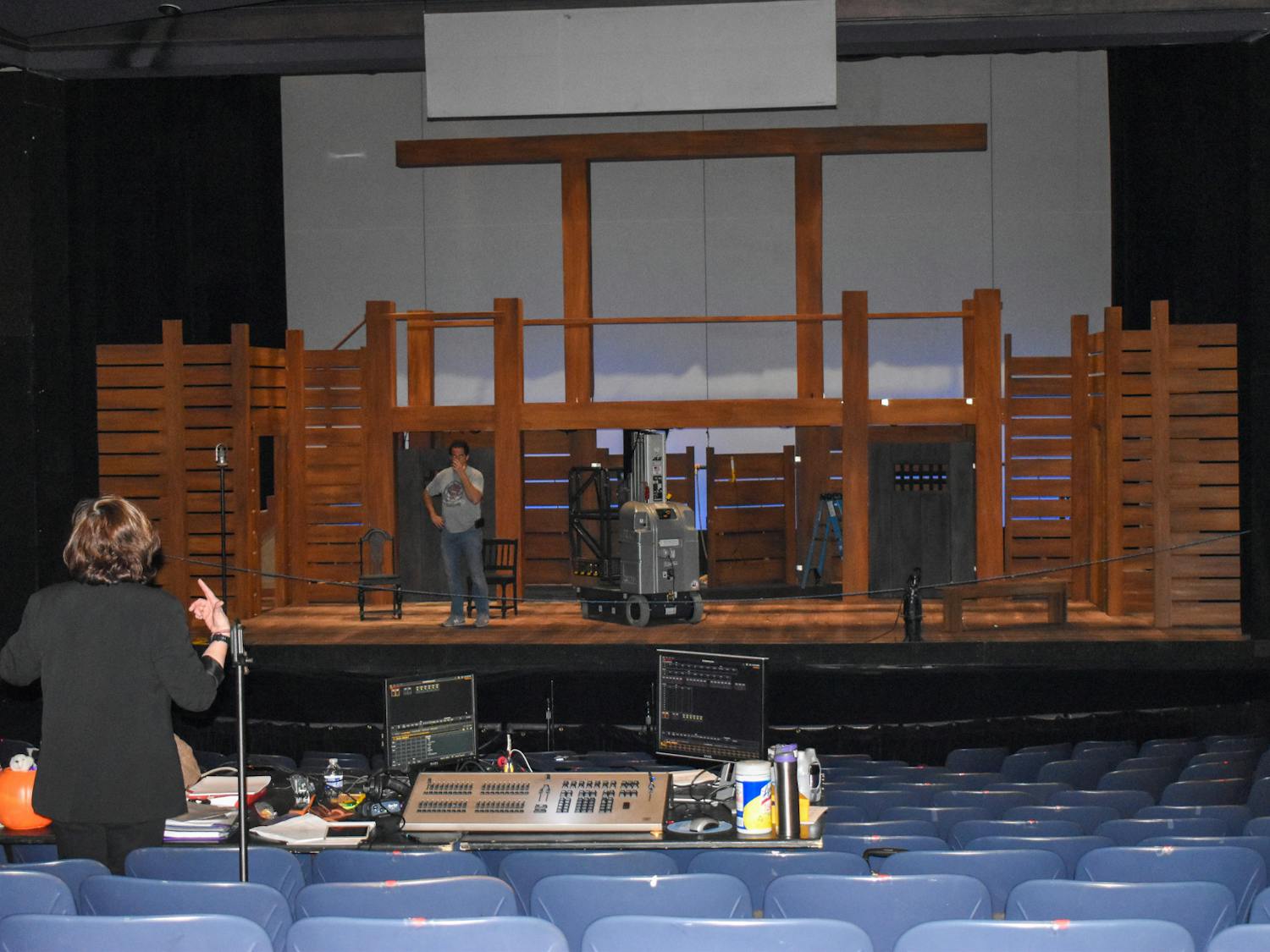 The Opera at USC prepares its set design and production for The Crucible by Robert Ward on Tuesday, Nov. 2, 2022. The show will be open for the public to see on Nov. 4 and closes on Nov. 6, 2022.&nbsp;