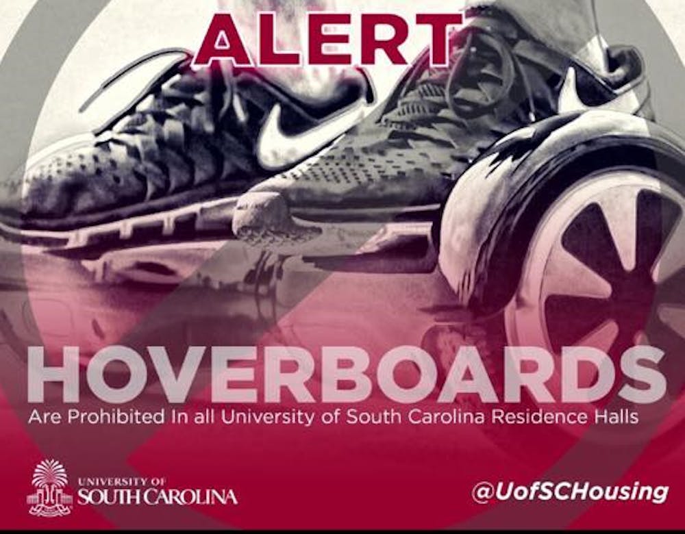 <p>@UofSCHousing- Hoverboards, have been banned from all university residence halls.</p>