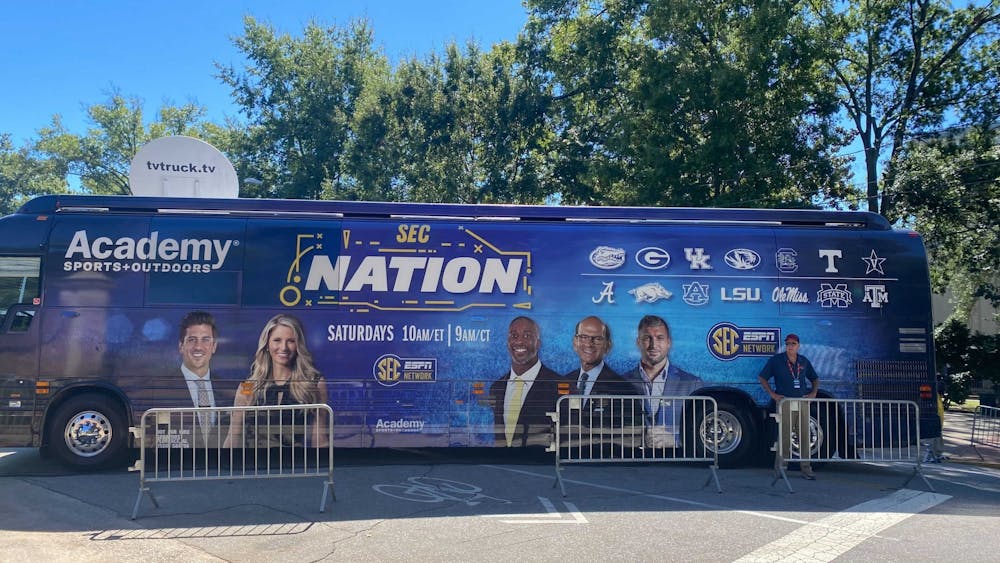 The SEC Nation truck in front of Horseshoe.