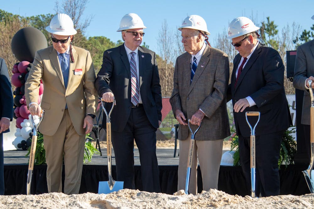 <p>University leaders and state officials break ground on the new USC School of Medicine building at the USC Health Sciences Campus in the Bull Street District on Feb. 25, 2025. Speakers included University of South Carolina President Michael Amiridis, South Carolina Gov. Henry McMaster, USC Board of Trustees Chair Thad Westbrook, School of Medicine Department Chair Marlene Wilson, Hughes Development Corporation Chairman Bob Hughes and M.D. candidate Julia Thoppil.</p>