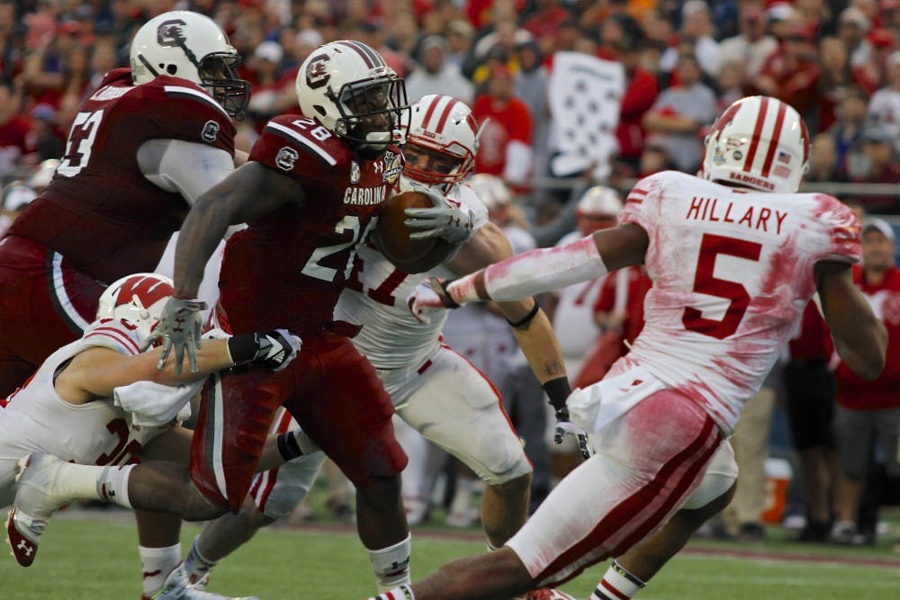 	<p>Running back Mike Davis ran nine times for 49 yards at the Capital One Bowl on Jan. 1. The Gamecocks beat Wisconsin, 34-24.</p>