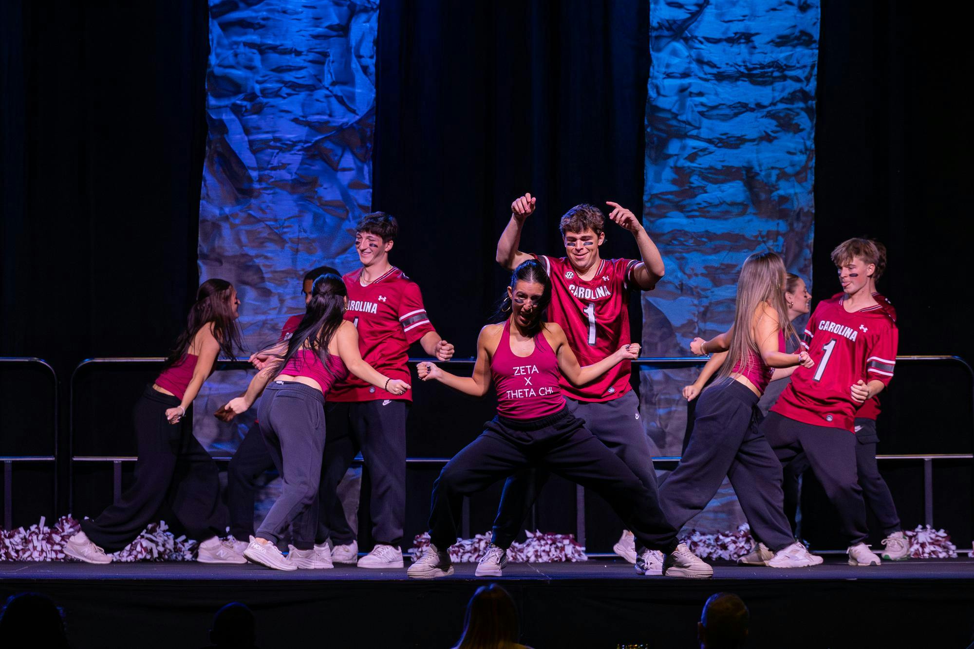 Members of Zeta Tau Alpha and Theta Chi perform their choreography for Spurs &amp; Struts on Oct. 22, 2025, at the Columbia Metropolitan Convention Center. The annual dance competition features different Greek organizations and clubs from around campus.