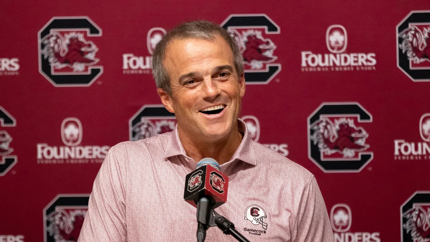 FILE - Head coach Shane Beamer speaks at the Beamer Presser on Oct. 1, 2024.