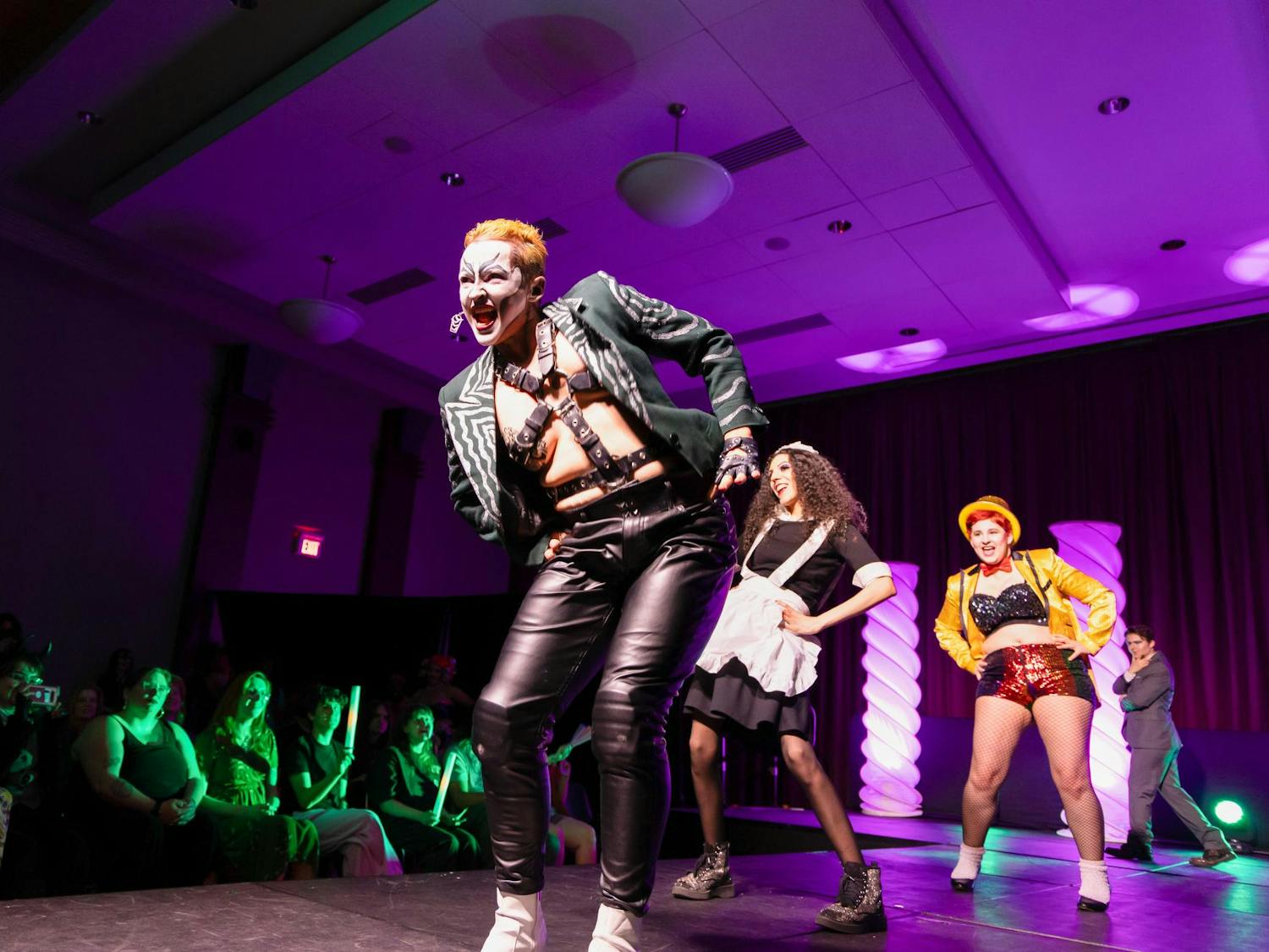 Local drag group Kings N' Things perform "Time Warp" from "The Rocky Horror Picture Show" at Birdcage on April 16, 2025. The group is based in Columbia and offers local drag performers the chance to enter into the art.