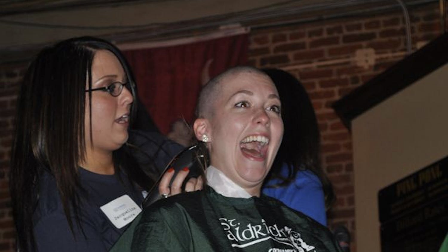 Third-year anthropology student Rachel Boone was one of more than 50 women who shaved their heads at the fundraiser.