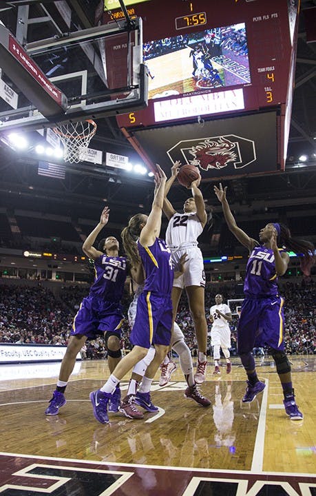 South Carolina freshman forward A'ja Wilson led South Carolina with 26 points in its 86-62 win over LSU on Thursday, February 12. 