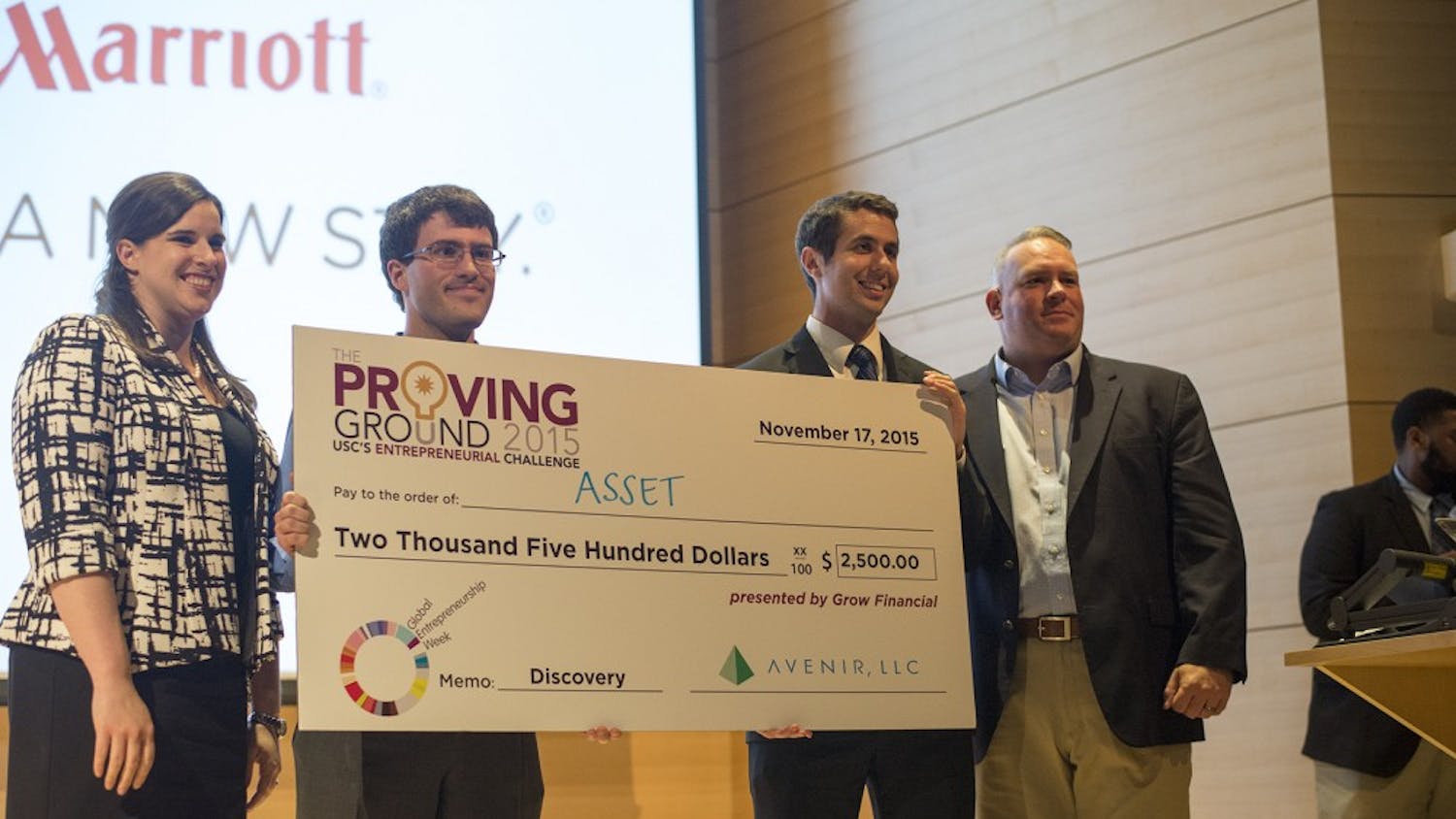Over $90,000 in award money was given away to winners at the 2015 Proving Ground Competition at the Darla Moore School of Business.