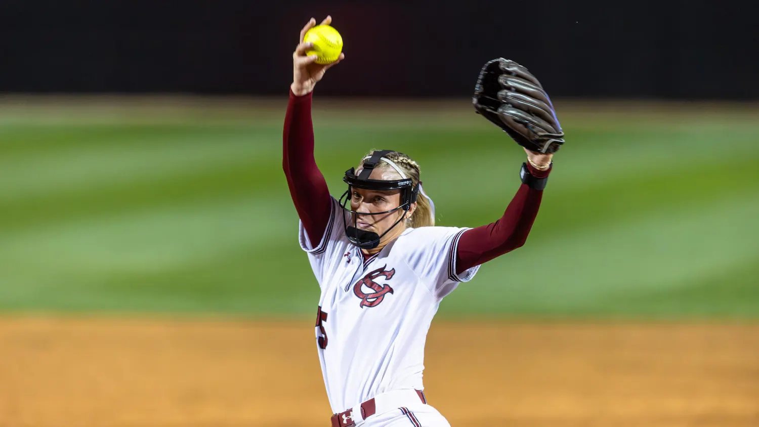 Senior pitcher Jori Heard winds up a pitch during the game against Texas on March 6, 2026. Heard pitched 12 strikeouts total over the weekend's three games.