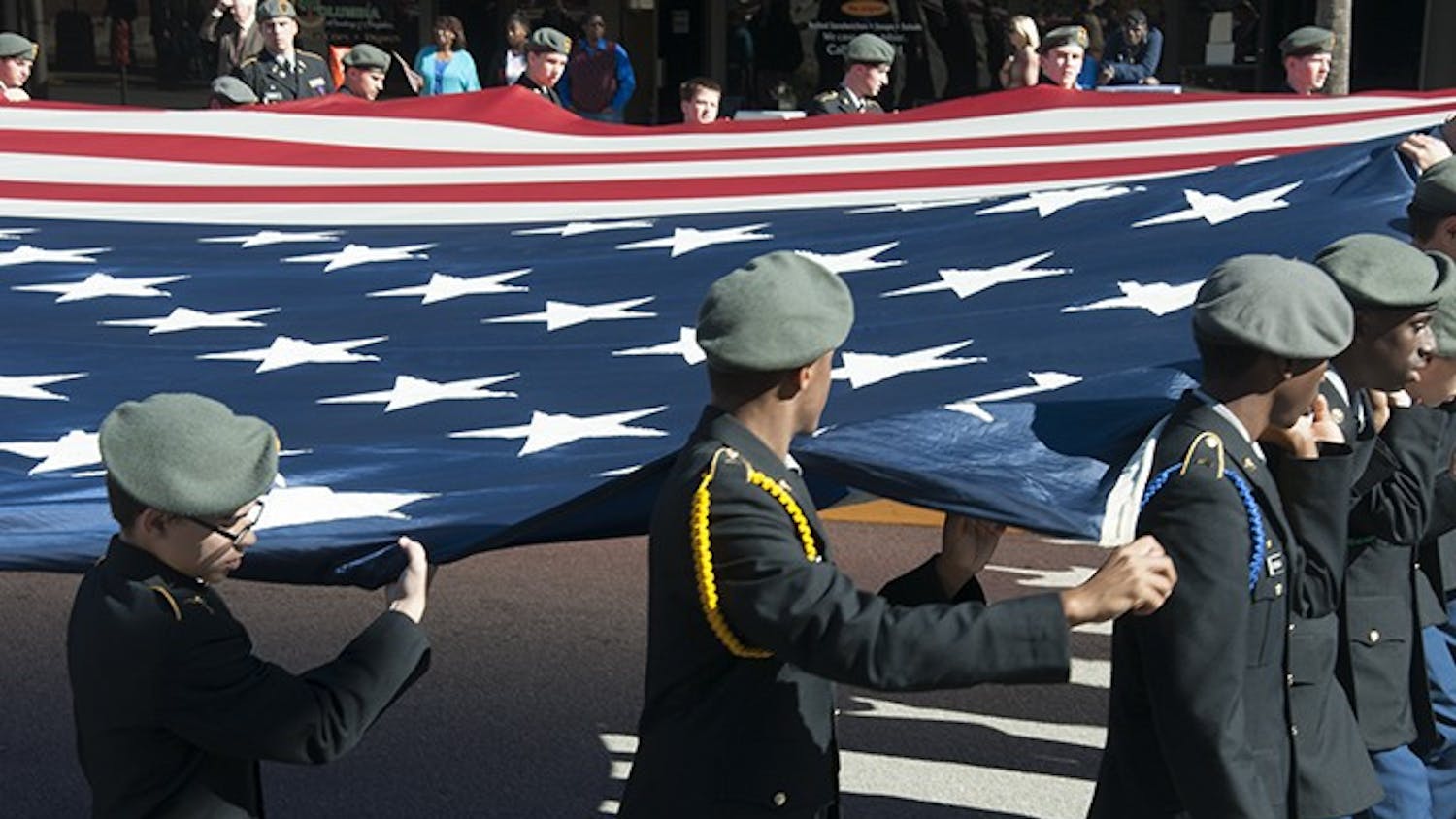 Veterans paraded down Sumter Street Wednesday afternoon, to the appreciation and applause of on-lookers.