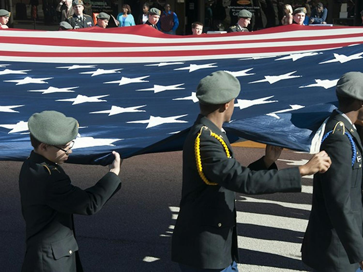 Veterans paraded down Sumter Street Wednesday afternoon, to the appreciation and applause of on-lookers.