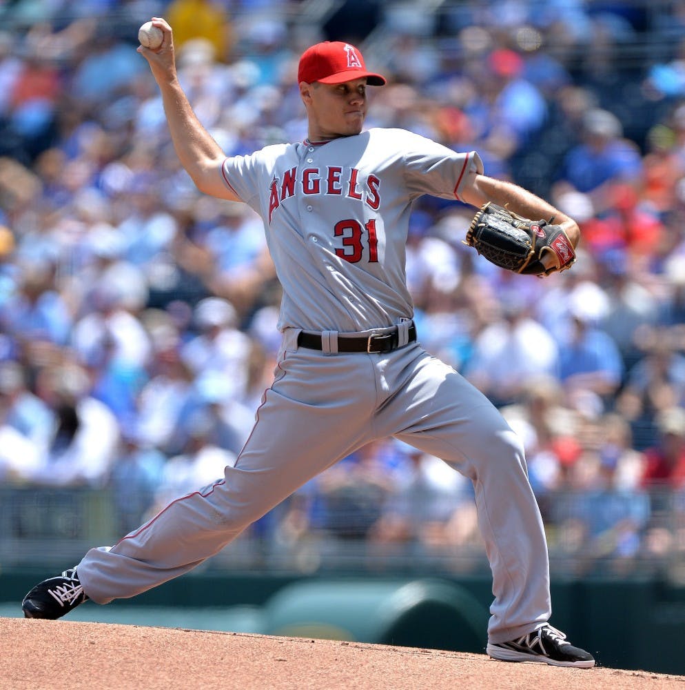 Los Angeles Angels pitcher Billy Buckner throws in the first inning against the Kansas City Royals on Saturday, May 25, 2013, at Kauffman Stadium in Kansas City, Missouri. (John Sleezer/Kansas City Star/MCT)