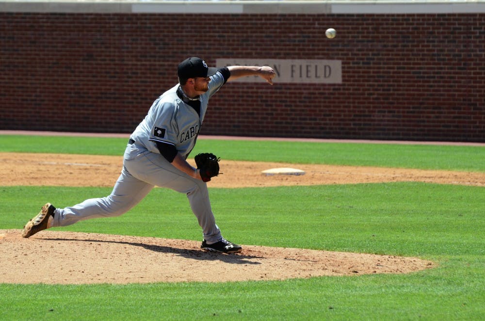 Adam Westmoreland pitches for the Gamecocks.