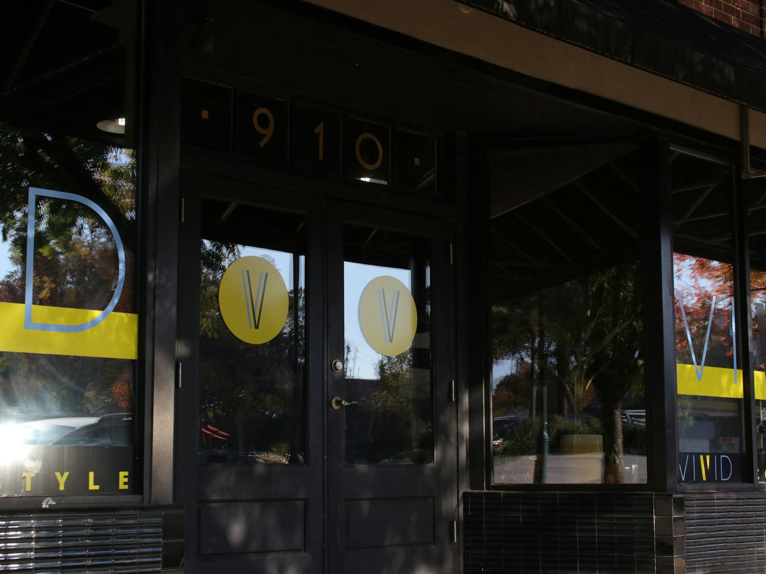 The front entrance of Vivid: Color Cut Style at 910 Harden St. in Columbia, South Carolina, on Oct. 30, 2023. The salon is located in Five Points after moving over from Pendleton Street.