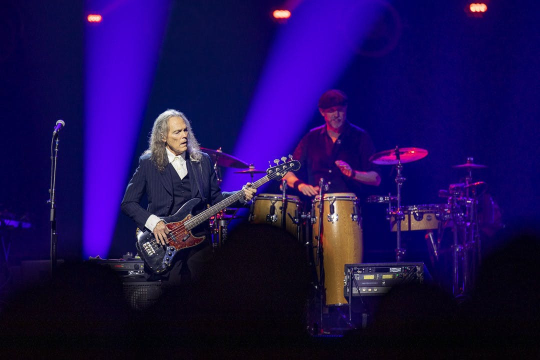 Eagles bassist Timothy B. Schmit performs at Colonial Life Arena on March 30, 2023. The band opened up the night by performing songs from its "Hotel California" album.