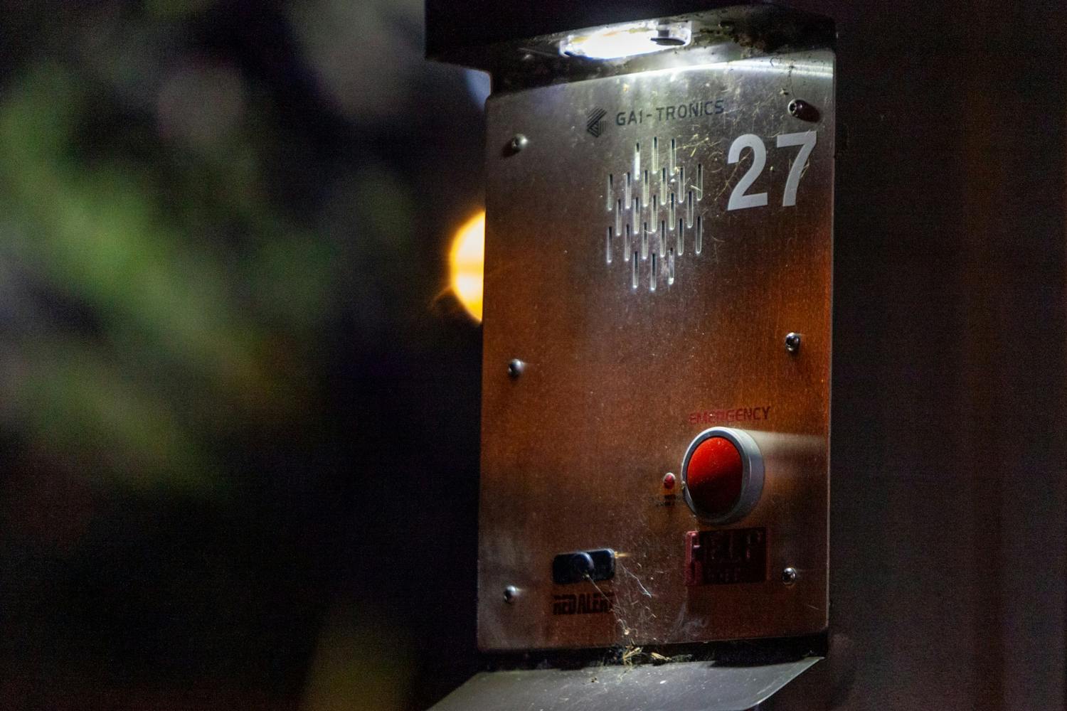 An emergency callbox on Blossom Street in Columbia, SC on Sunday, March 20, 2022.