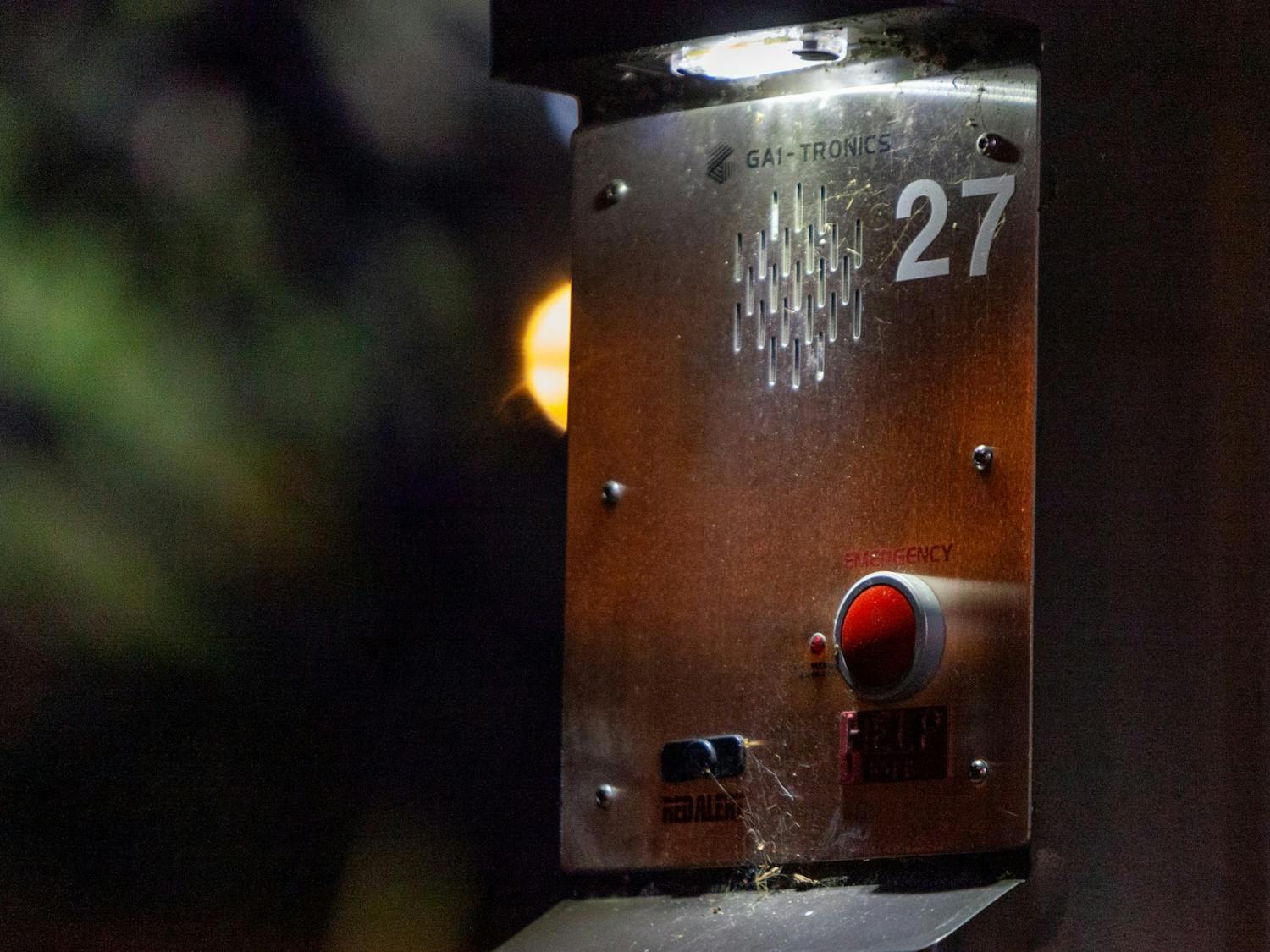 An emergency callbox on Blossom Street in Columbia, SC on Sunday, March 20, 2022.