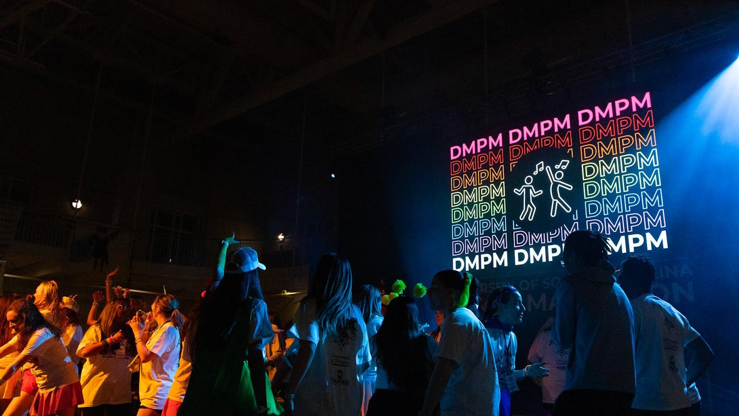 A lively scene unfolded at the Dance Marathon main event on Saturday, Feb. 24, 2024. Students, alongside the DJ and Cocky, showcased their dance moves in enthusiastic support of fundraising for Prisma Health Children's Hospital - Midlands.