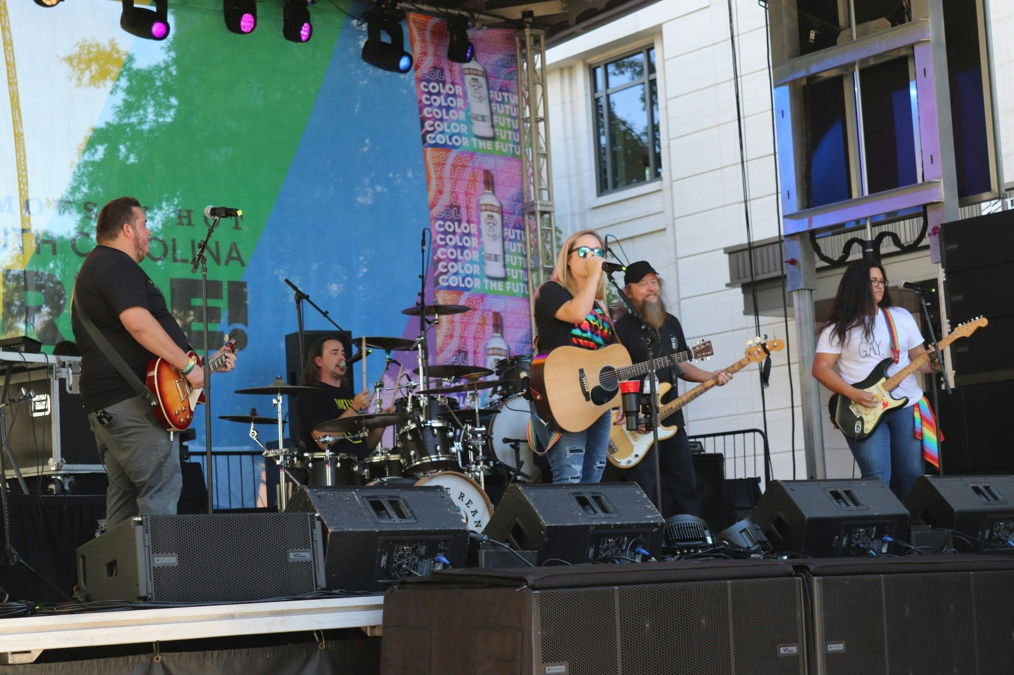 Performers take the main stage at the 2021 South Carolina Pride Festival, an event dedicated to celebrating the LGBTQIA+ community and advocating for LGBTQIA+ equality.