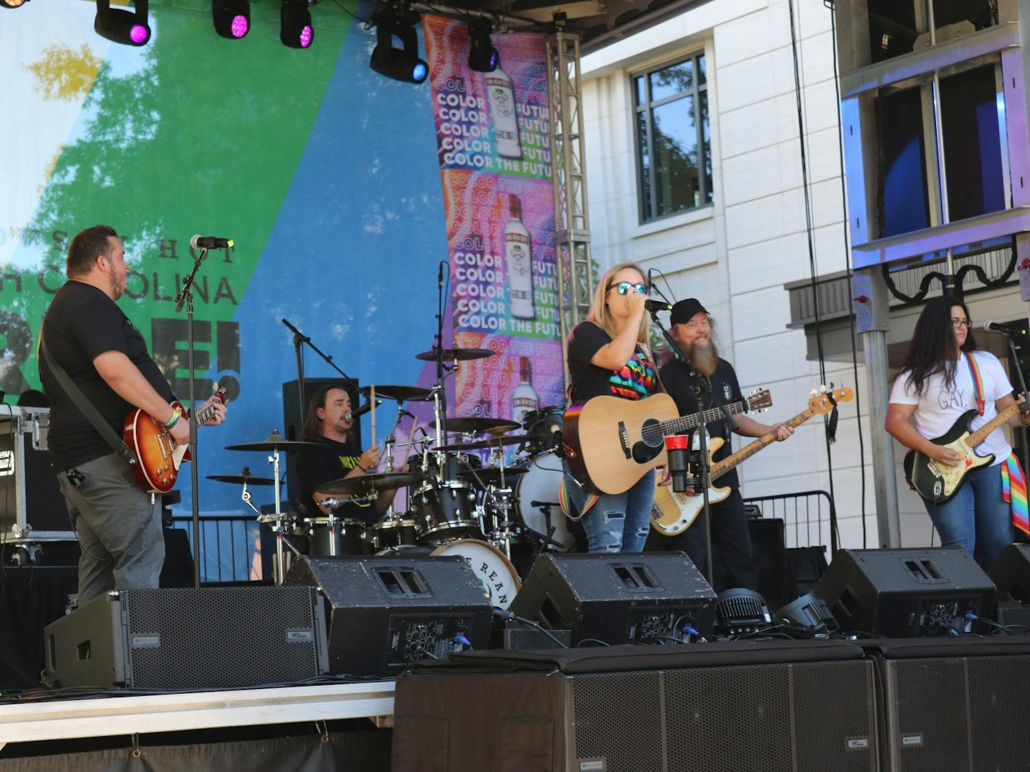 Performers take the main stage at the 2021 South Carolina Pride Festival, an event dedicated to celebrating the LGBTQIA+ community and advocating for LGBTQIA+ equality.