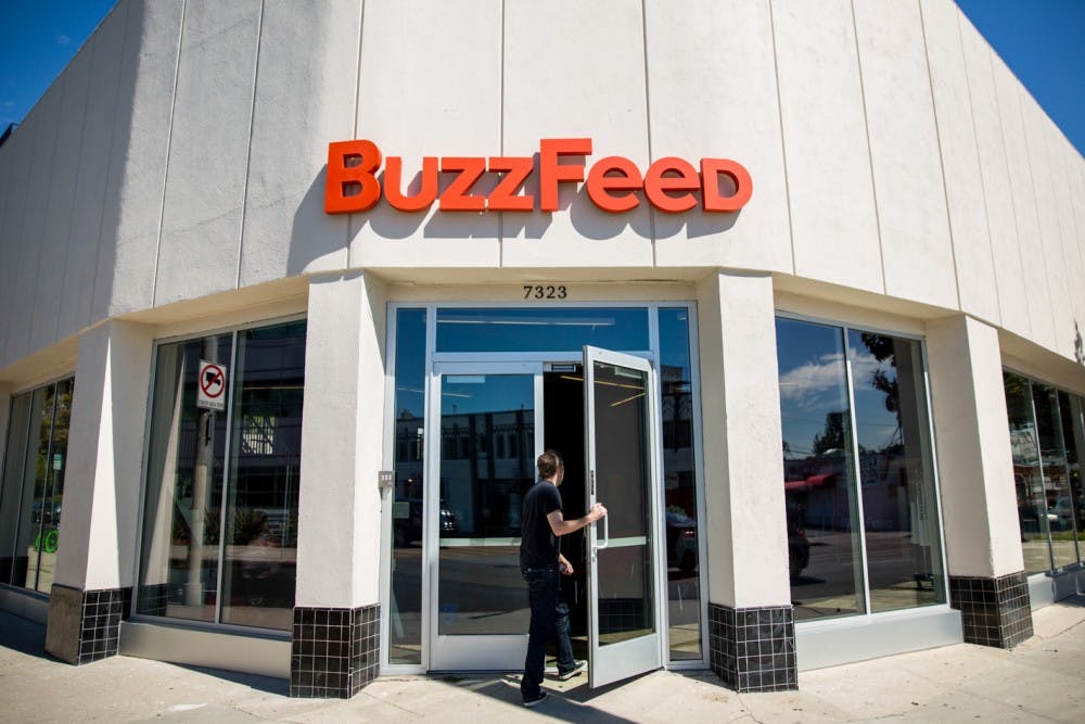File image of the exterior of  the Los Angeles headquarters of the website Buzzfeed.com, on Beverly Boulevard, photographed Oct. 7, 2013. Buzzfeed was among other online outlets last week who laid off staff. (Jay L. Clendenin / Los Angeles Times/TNS)