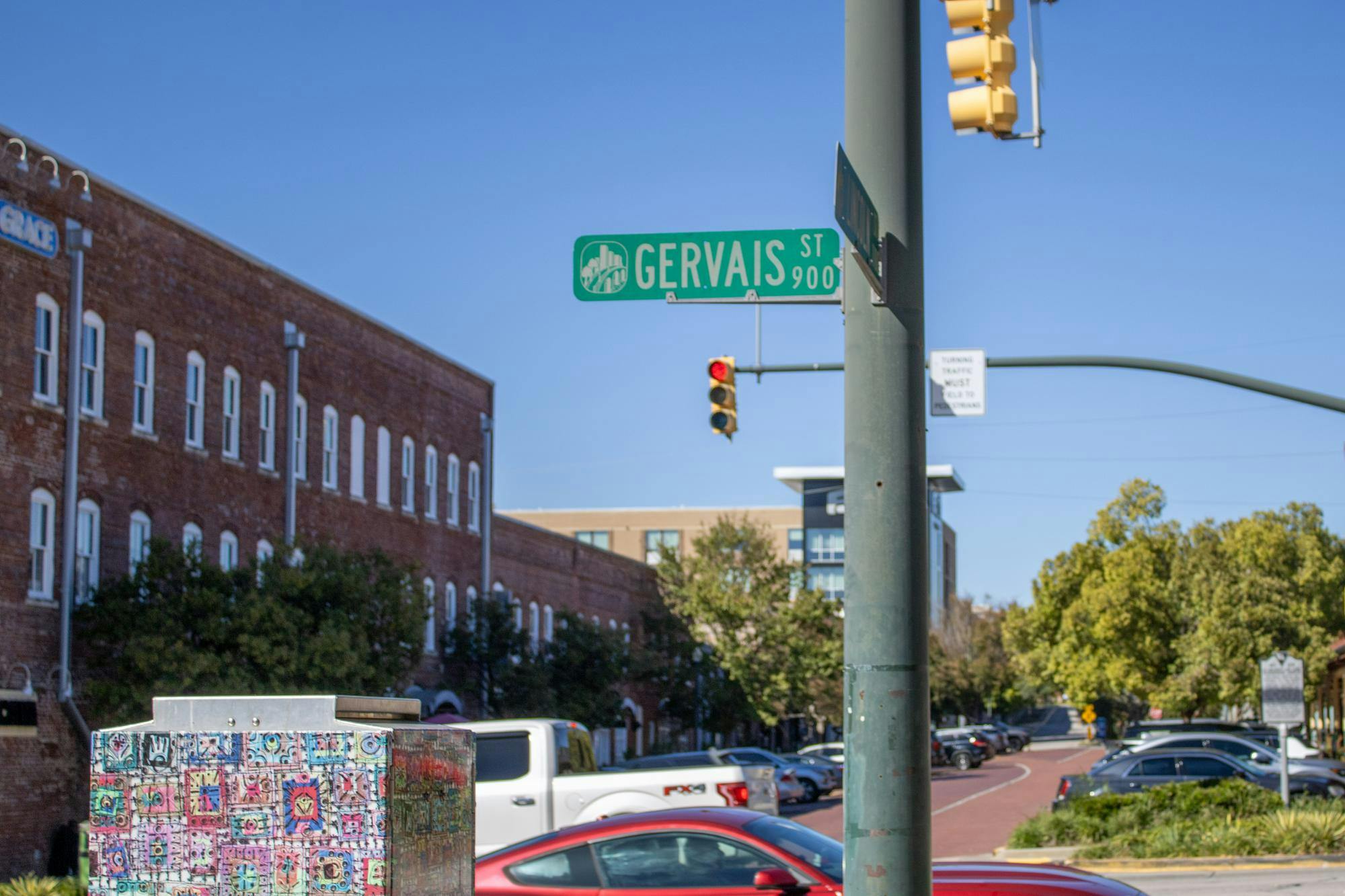 Gervais Street located in downtown Columbia, South Carolina, pictured on Oct. 22, 2025. The street is named after John Lewis Gervais, a member of the Continental Congress and an advocate for moving the capital of South Carolina to the center of the state.