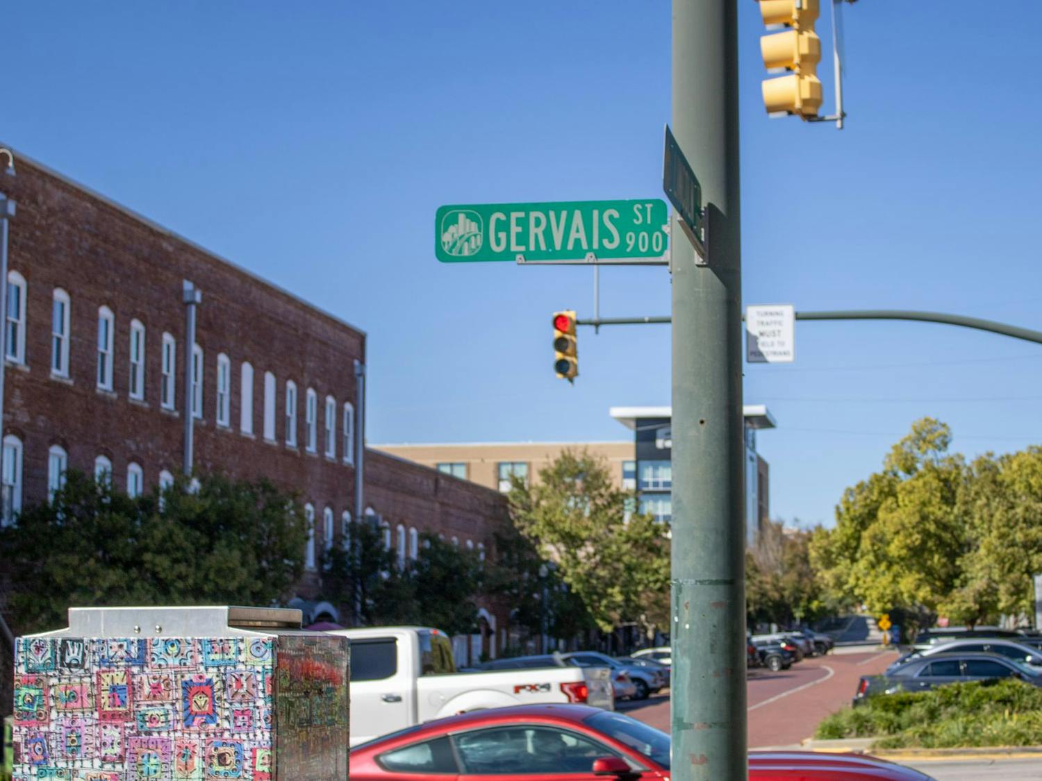 Gervais Street located in downtown Columbia, South Carolina, pictured on Oct. 22, 2025. The street is named after John Lewis Gervais, a member of the Continental Congress and an advocate for moving the capital of South Carolina to the center of the state.