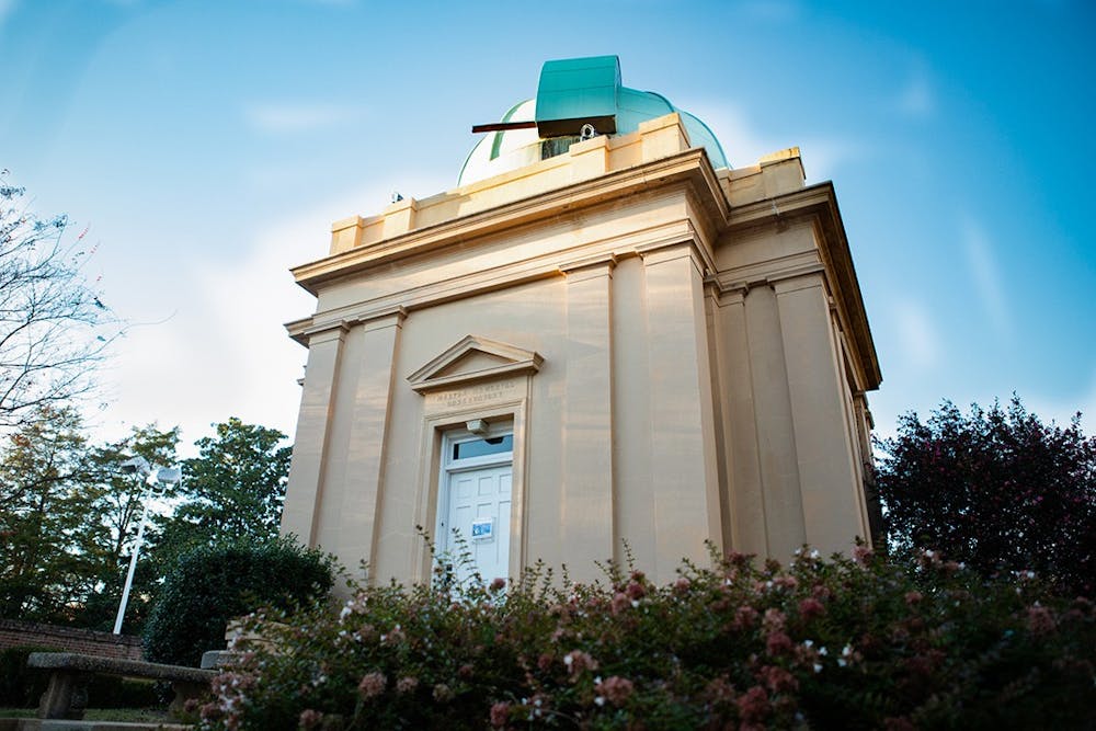 <p>The sun sets over the Melton Observatory on Greene Street on a clear evening.&nbsp;The observatory telescope is open to the public on Monday from 7 p.m. to 9 p.m., and students from all majors volunteer to maintain the instrument that can capture distant planets and stars.</p>