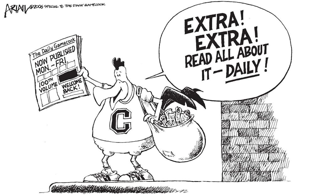 <p>This comic was published in the first issue of The Daily Gamecock, after the paper rebranded from The Gamecock, on Aug. 24, 2006.</p>