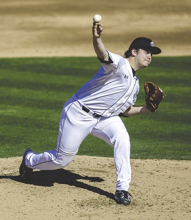 South Carolina pitcher Wil Crowe works in the sixth inning against the College of Charleston at Carolina Stadium in Columbia, S.C., on Saturday, Feb. 14, 205. The host Gamecocks defeated the Cougars, 7-1. (Jeff Blake/The State/TNS)