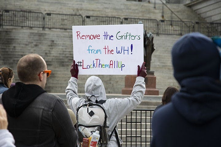This is the fourth march that has happened in Columbia, South Carolina, since the election of President Trump. The march had 250 people attend, many of whom had signs to freely express their opinion.