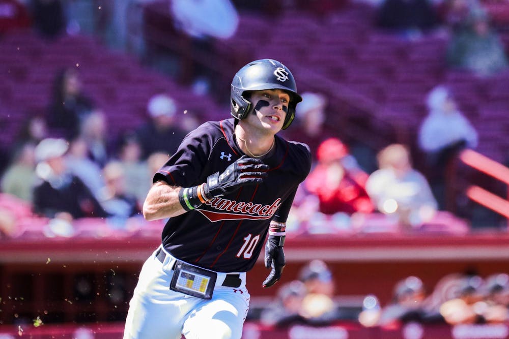 <p>FILE- Fifth-year outfielder Dylan Brewer runs the bases after hitting a home run against the Commodores at Founders Park on March 24, 2024. Brewer started his career at Clemson and is now in his second year with the Gamecocks.</p>