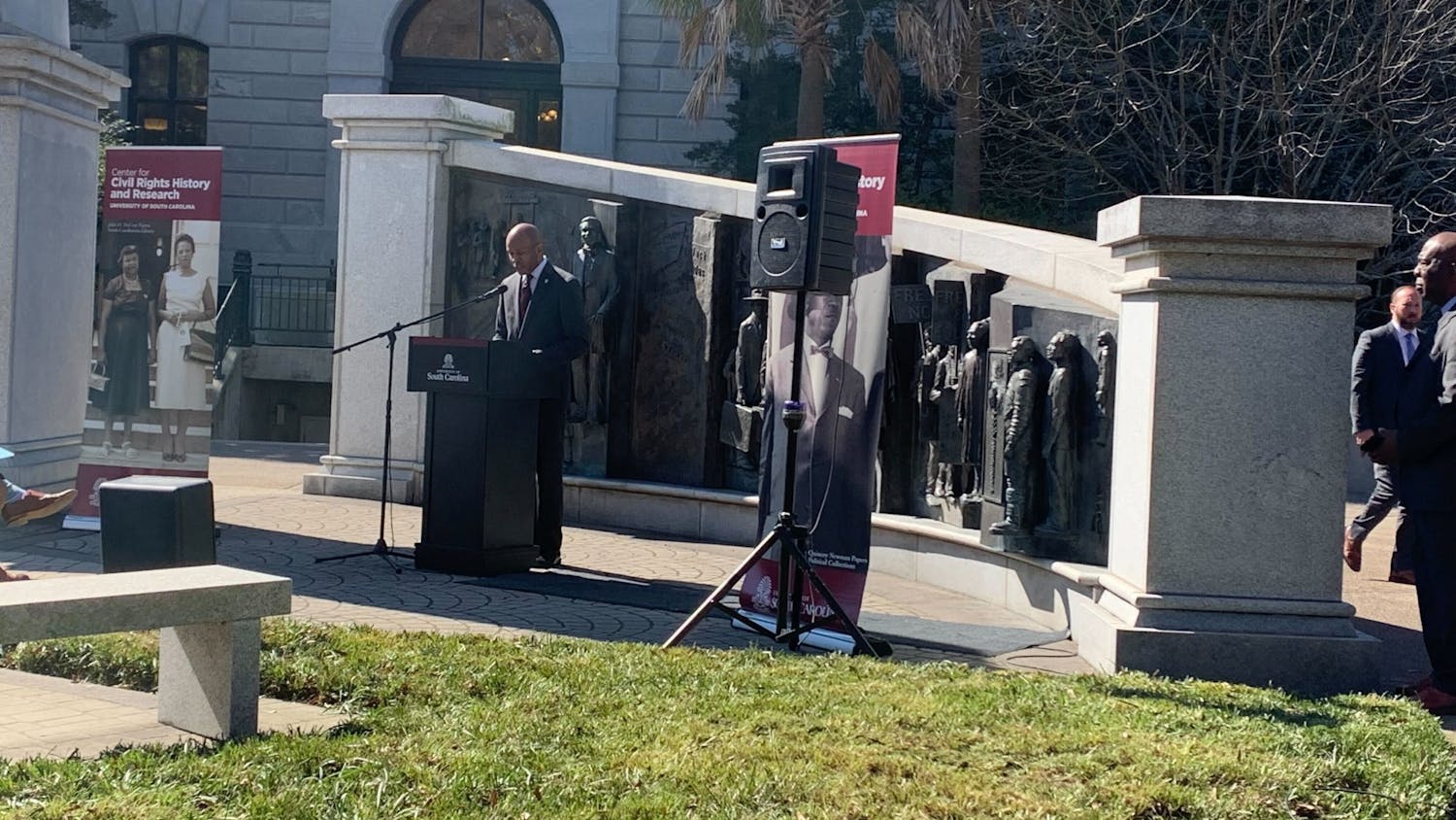 Bobby Donaldson, the director of the Civil Rights History and Resource Center, announces the $1.5 million dollar gift on Feb. 15, 2022.