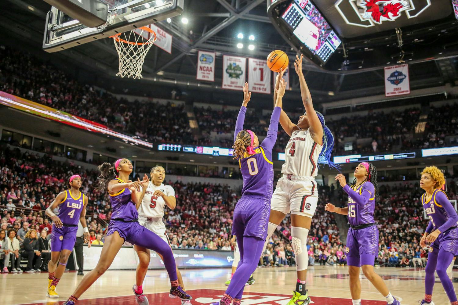 The South Carolina women's basketball team dominated LSU on Feb. 12, 2023, winning 88-64. This victory is the 25th of the season for the Gamecocks and the first loss of the season for the Tigers. The Gamecocks are the only team to remain undefeated in the NCAA for women's basketball.&nbsp;