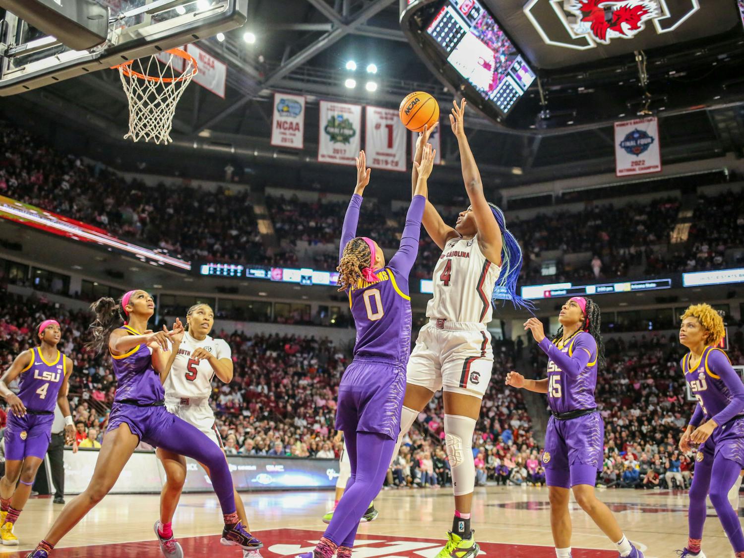 The South Carolina women's basketball team dominated LSU on Feb. 12, 2023, winning 88-64. This victory is the 25th of the season for the Gamecocks and the first loss of the season for the Tigers. The Gamecocks are the only team to remain undefeated in the NCAA for women's basketball.&nbsp;