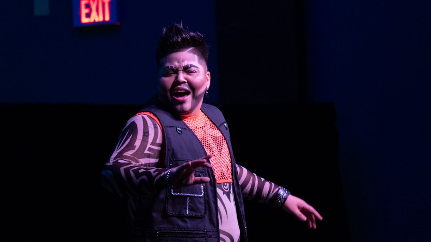 Don Javi sings along to the music during his set at the annual Birdcage drag show on April 12, 2023. The silver anniversary event was put on by Carolina Productions and IRIS.