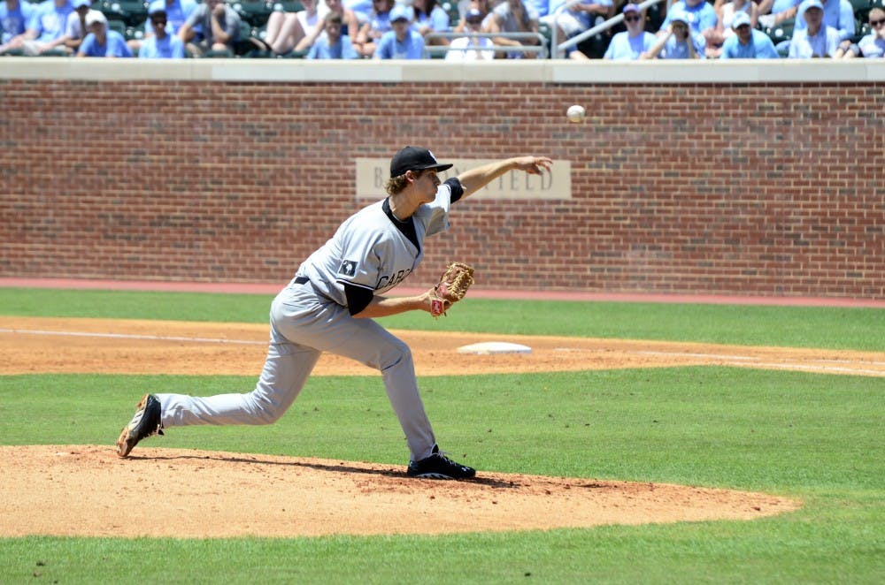 Starting pitcher for the Gamecocks, Jack Wynkoop, pitches the ball.