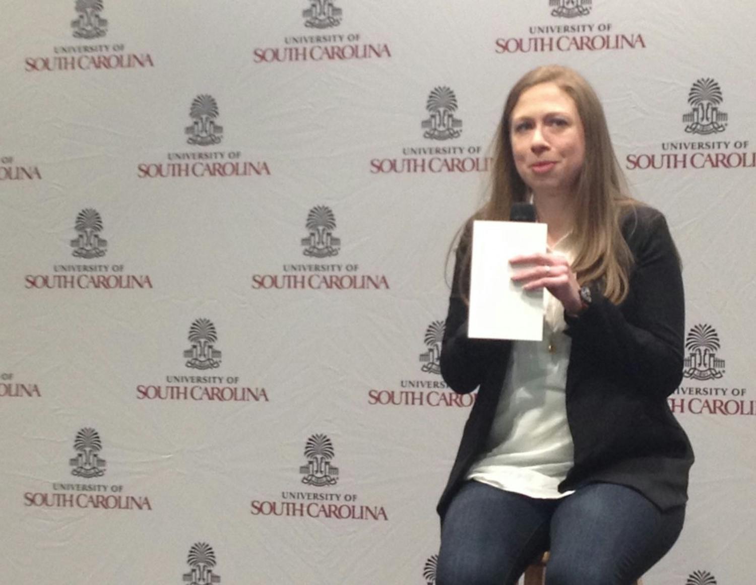 Chelsea Clinton appeared on behalf of her mother Hillary's presidential campaign Friday afternoon at Capstone House.