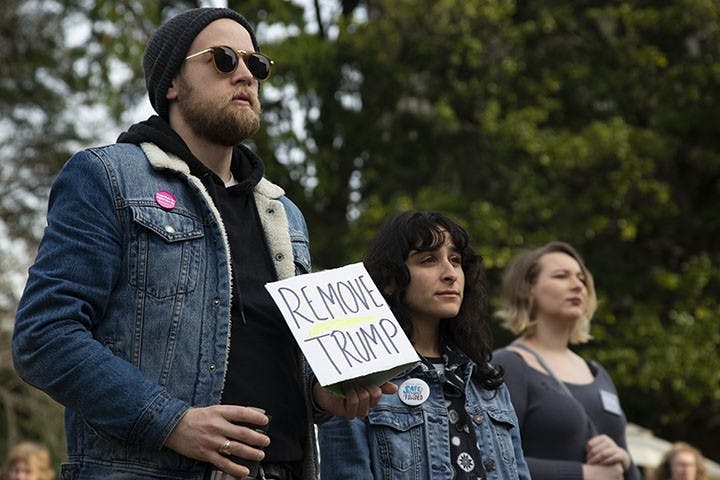 William Epps, Warehouse Worker and Liana Saffioti, Online Penn State Student
William Epps and Liana Saffioti from Columbia, South Carolina, were at the Women’s March to protest President Trump and to support other topics brought up through signs and speeches.