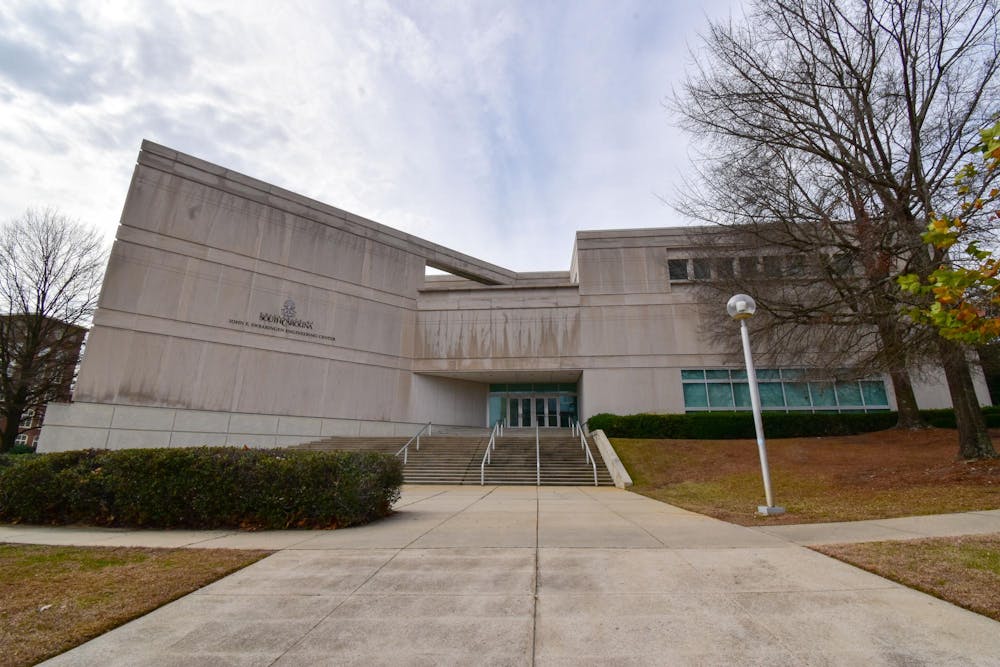 <p>The front of the John E. Swearingen Engineering Center, located at 301 Main St., on the University of South Carolina campus on Jan. 12, 2024. The building was home to the Makerspace, which closed in December</p>